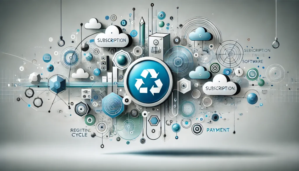 Unlocking Value: The Rise of Subscription-Based Software 2 DALL·E 2024 11 16 01.12.58 A professional and modern illustration representing the concept of subscription based software. The image features abstract and futuristic elements li