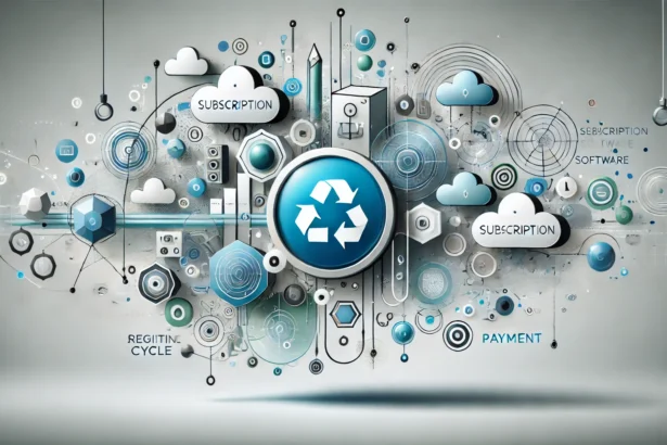 DALL·E 2024 11 16 01.12.58 A professional and modern illustration representing the concept of subscription based software. The image features abstract and futuristic elements li